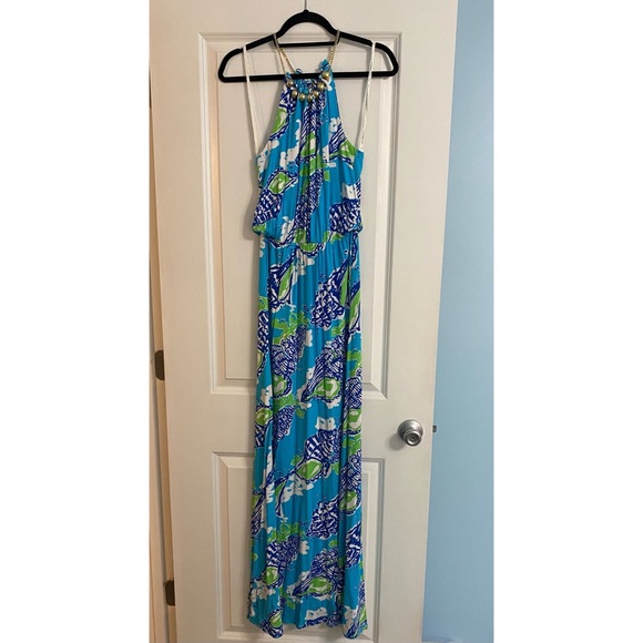 Lilly Pulitzer Blue Conch Shell Maxi Dress - Picture 1 of 8